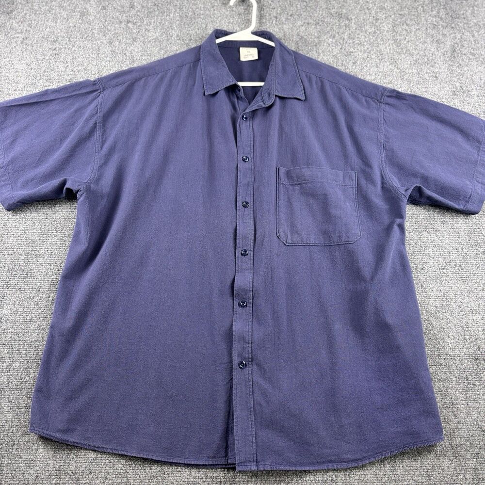 Untapped Studio Mens XL Shirt Navy Short Sleeve Linen